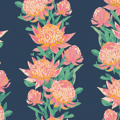 Someone Like You Protea Floral Stripe Wallpaper