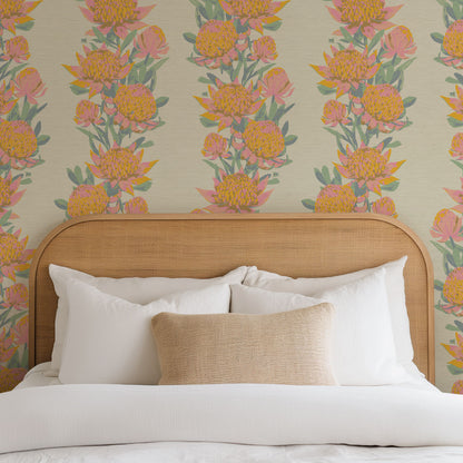 Someone Like You Protea Floral Stripe Wallpaper