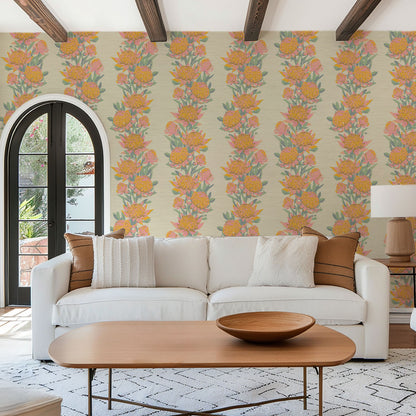 Someone Like You Protea Floral Stripe Wallpaper