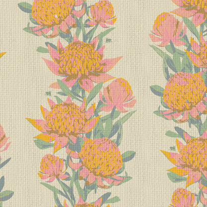 Someone Like You Protea Floral Stripe Wallpaper