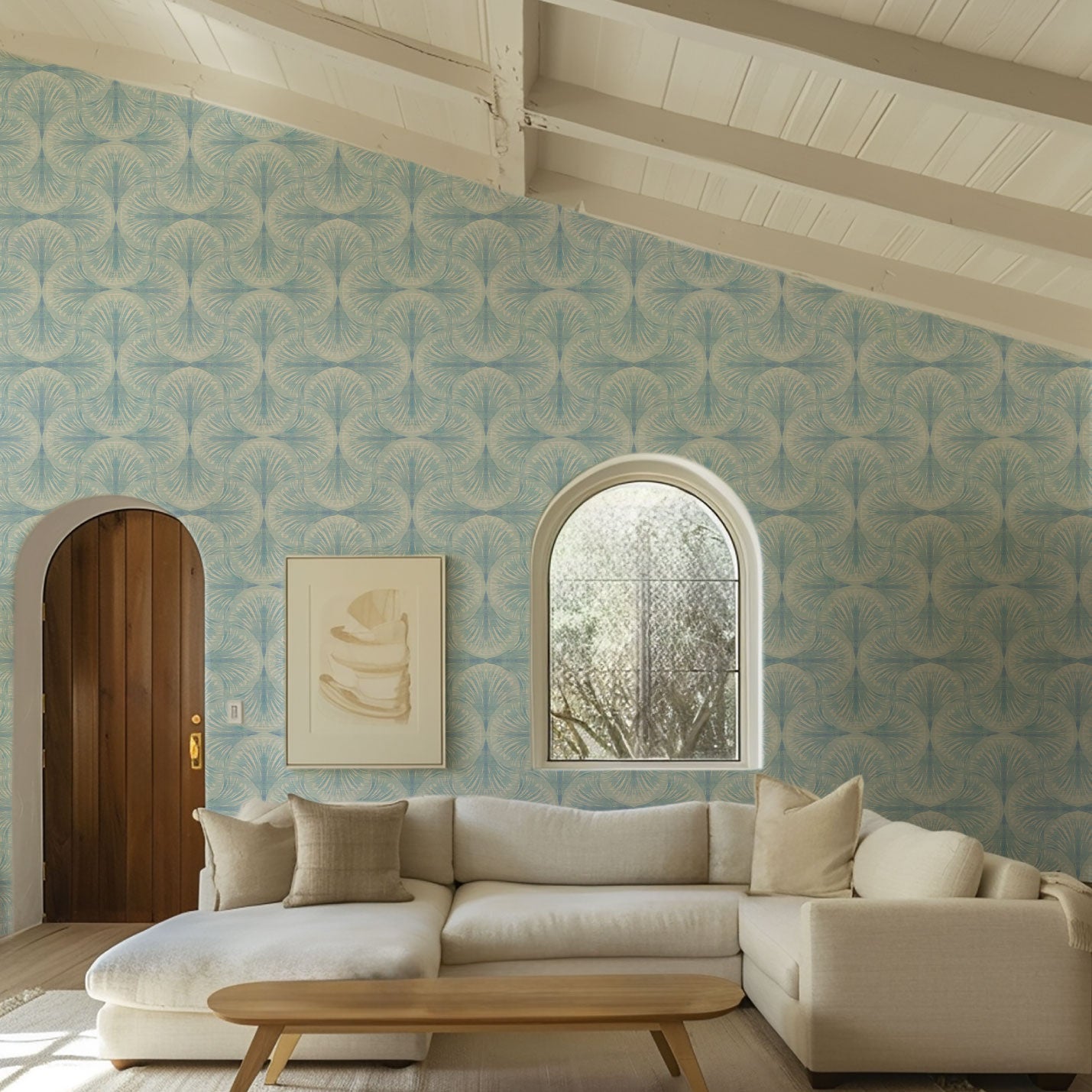 South Beach Watercolor Seashell Wallpaper by Little Blue Designs