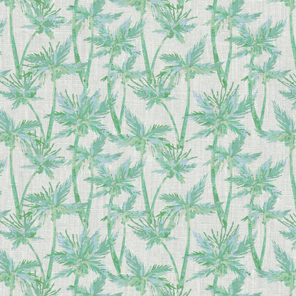 wallpaper Natural Textured Eco-Friendly Non-toxic High-quality Sustainable Interior Design Bold Custom Tailor-made Retro chic Tropical Jungle Coastal Garden Seaside Coastal Seashore Waterfront Vacation home styling Retreat Relaxed beach vibes Beach cottage Shoreline Oceanfront nature palm tree palms tonal cream off-white beige green jungle mint sage linen
