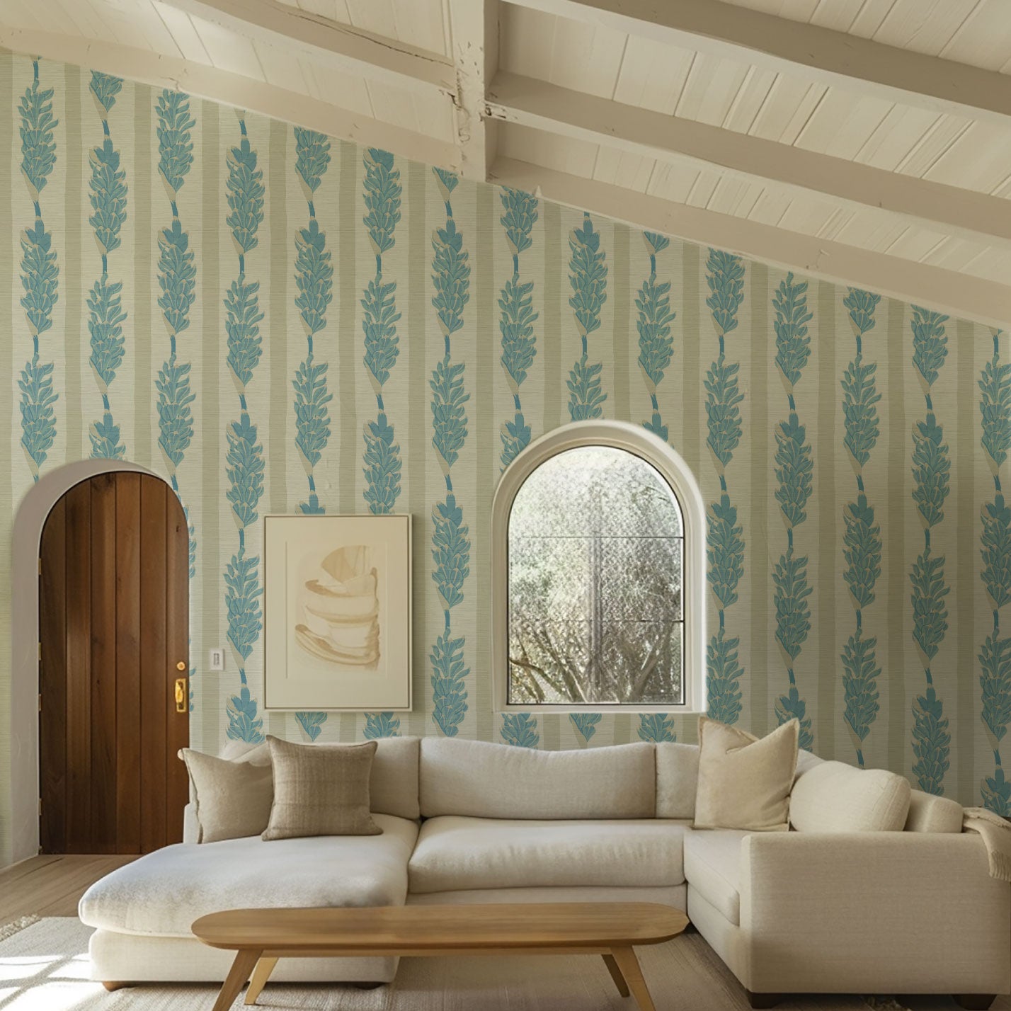 Summer Lovin' Floral Stripe Wallpaper Wallpaper