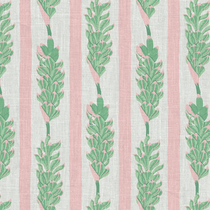 wallpaper Natural Textured Eco-Friendly Non-toxic High-quality Sustainable Interior Design Bold Custom Tropical Jungle Coastal Garden Seaside Seashore Waterfront Vacation home styling Retreat Relaxed beach vibes Beach cottage Shoreline Oceanfront Nautical Cabana preppy vertical stripe botanical flower floral pink green white kids girl linen