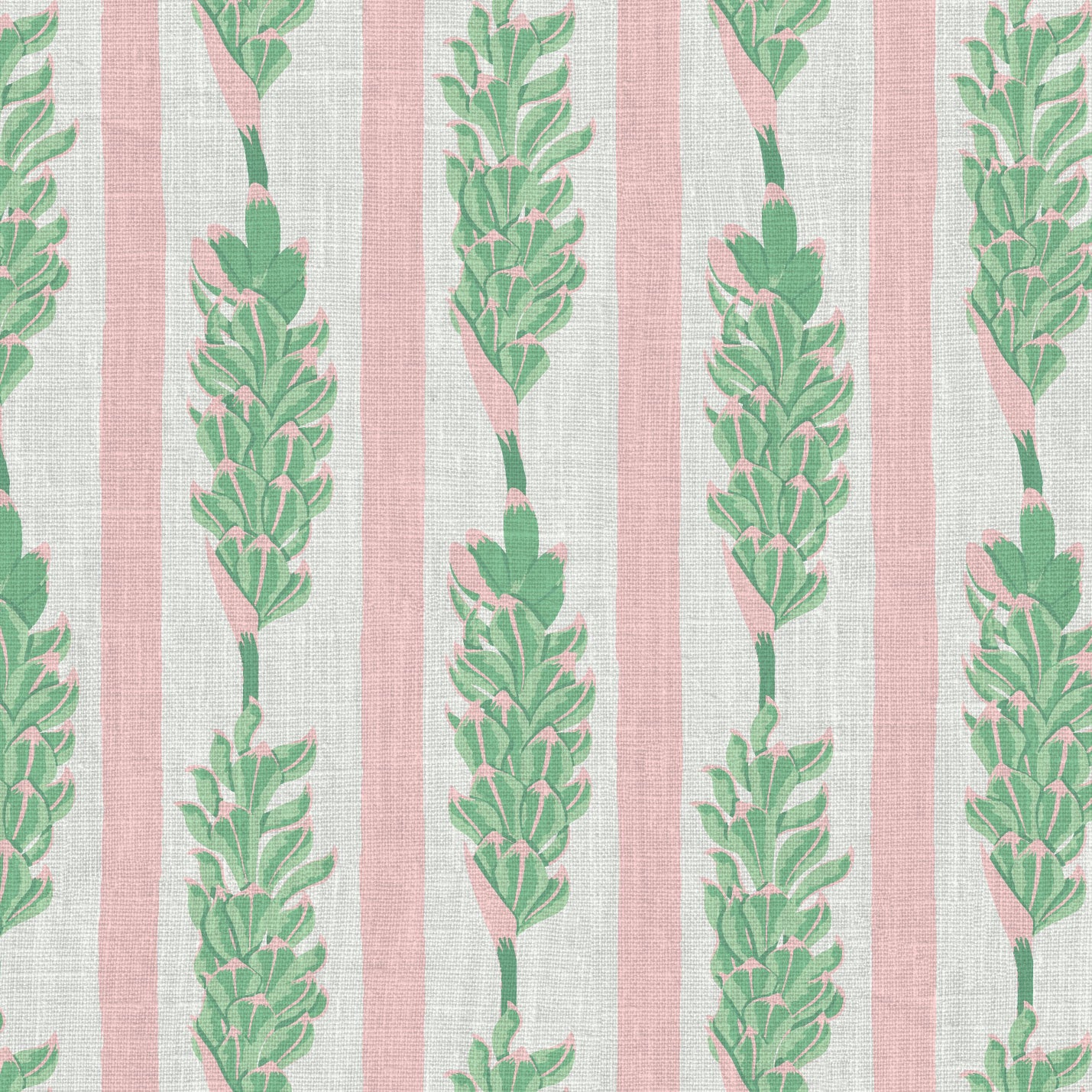 Summer Lovin' Floral Stripe Linen Wallpaper