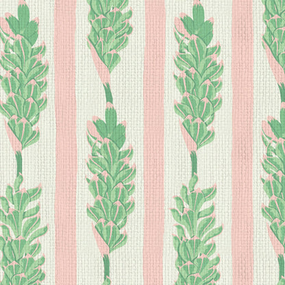 wallpaper Natural Textured Eco-Friendly Non-toxic High-quality  Sustainable Interior Design Bold Custom Tropical Jungle Coastal Garden Seaside Seashore Waterfront Vacation home styling Retreat Relaxed beach vibes Beach cottage Shoreline Oceanfront Nautical Cabana preppy vertical stripe botanical flower floral pink green white kids girl living room paper weave paperweave basketweave basket weave