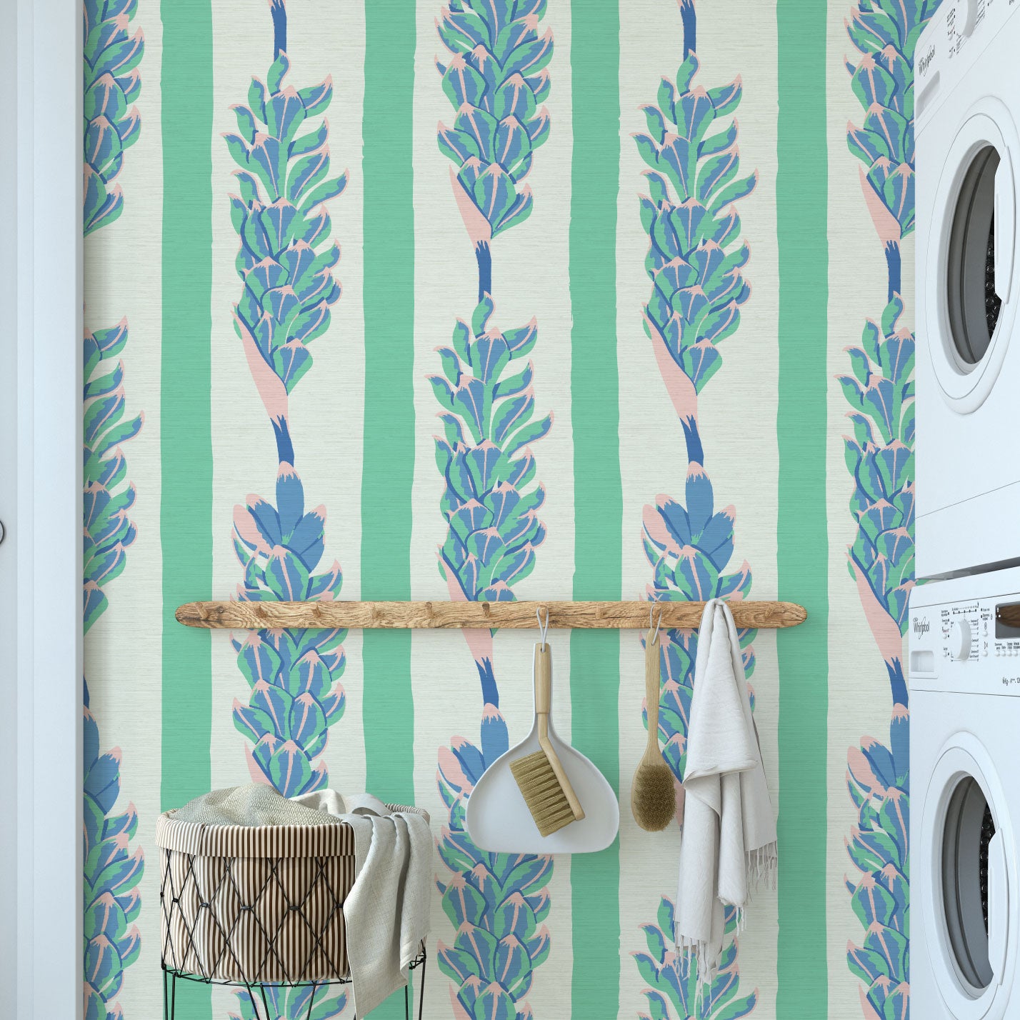 Summer Lovin' Floral Stripe Wallpaper Wallpaper