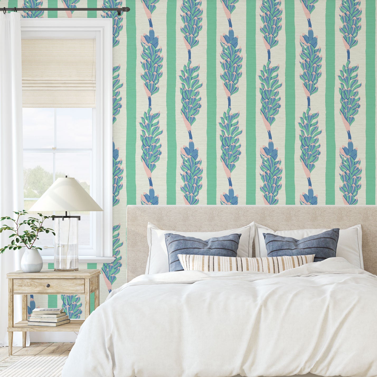 Summer Lovin' Floral Stripe Wallpaper Wallpaper