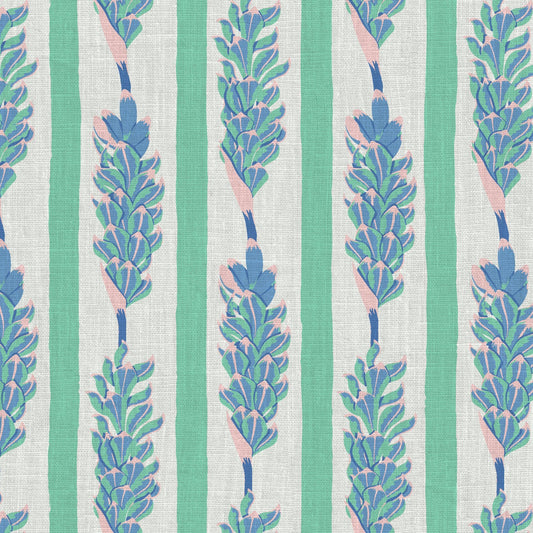 wallpaper Natural Textured Eco-Friendly Non-toxic High-quality Sustainable Interior Design Bold Custom Tropical Jungle Coastal Garden Seaside Seashore Waterfront Vacation home styling Retreat Relaxed beach vibes Beach cottage Shoreline Oceanfront Nautical Cabana preppy vertical stripe botanical flower floral pink green white kids girl lavender linen