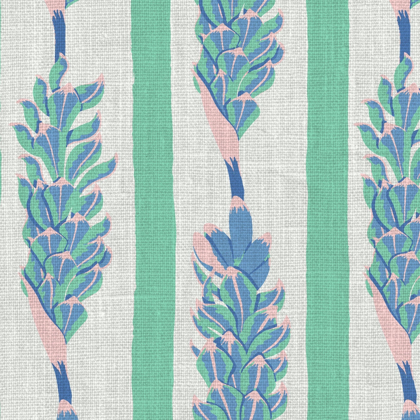 wallpaper Natural Textured Eco-Friendly Non-toxic High-quality Sustainable Interior Design Bold Custom Tropical Jungle Coastal Garden Seaside Seashore Waterfront Vacation home styling Retreat Relaxed beach vibes Beach cottage Shoreline Oceanfront Nautical Cabana preppy vertical stripe botanical flower floral pink green white kids girl lavender linen
