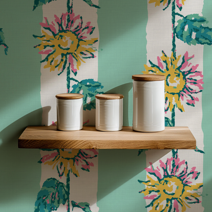 Sunshine State of Mind Sunflower Stripe Wallpaper