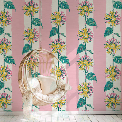 Sunshine State of Mind Sunflower Stripe Wallpaper