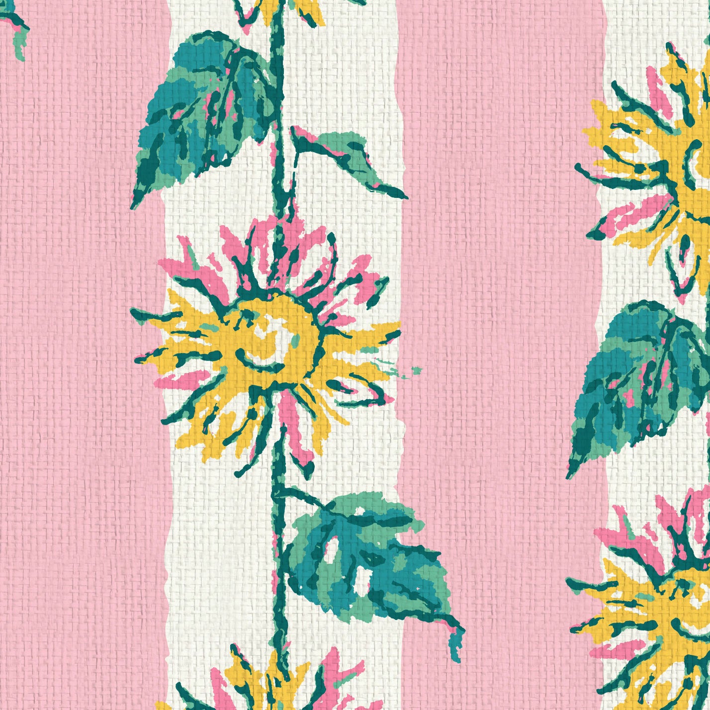 Sunshine State of Mind Sunflower Stripe Wallpaper