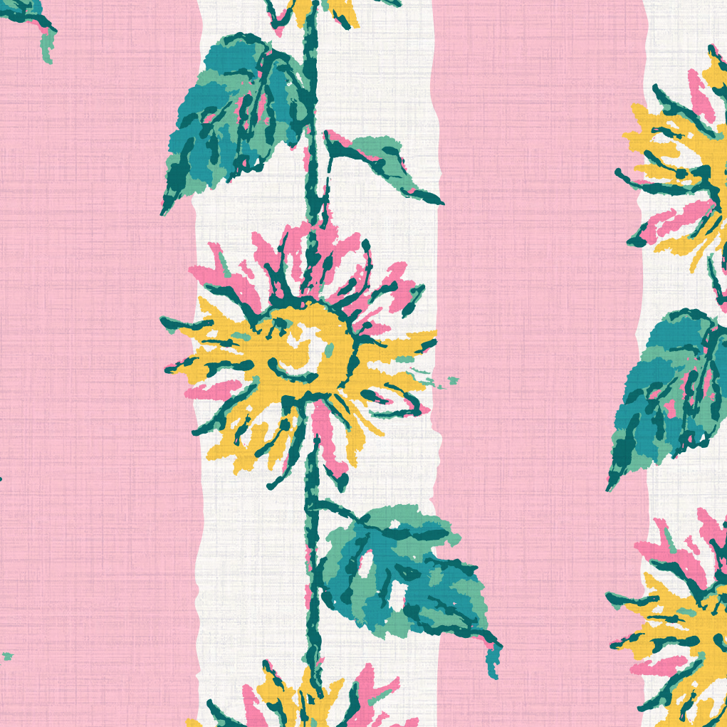 Sunshine State of Mind Sunflower Stripe Wallpaper
