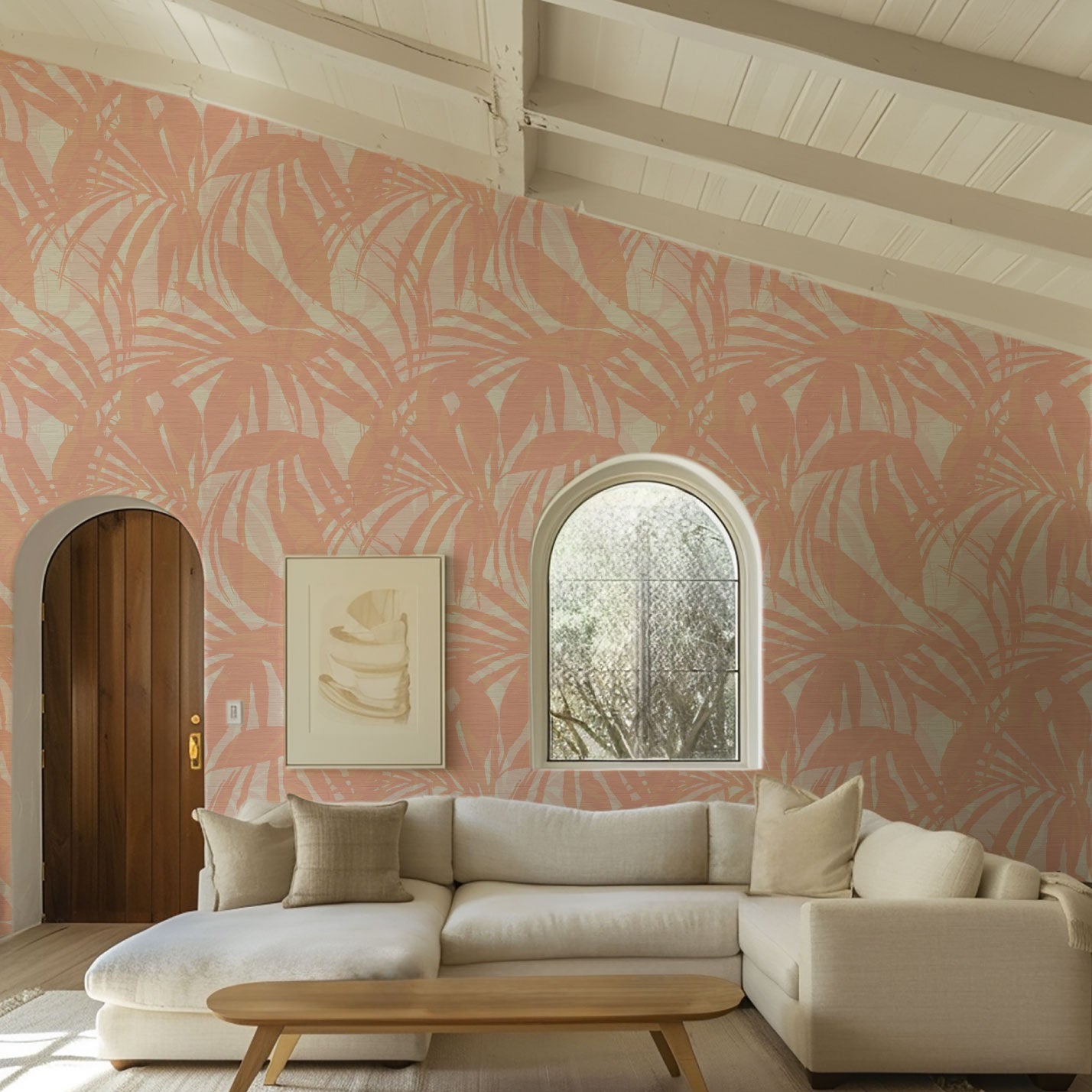 Surfin' Safari Oversized Tonal Palm Leaves Wallpaper