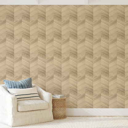 wallpaper Natural Textured Eco-Friendly Non-toxic High-quality Sustainable Interior Design Bold Custom Tailor-made Retro chic Vacation home styling Retreat Relaxed beach vibes Beach cottage Shoreline Oceanfront Nautical Rustic Cabin cottage Luxury Contemporary Bespoke wood grain veneer chevron stripe light brown blonde brown veneer