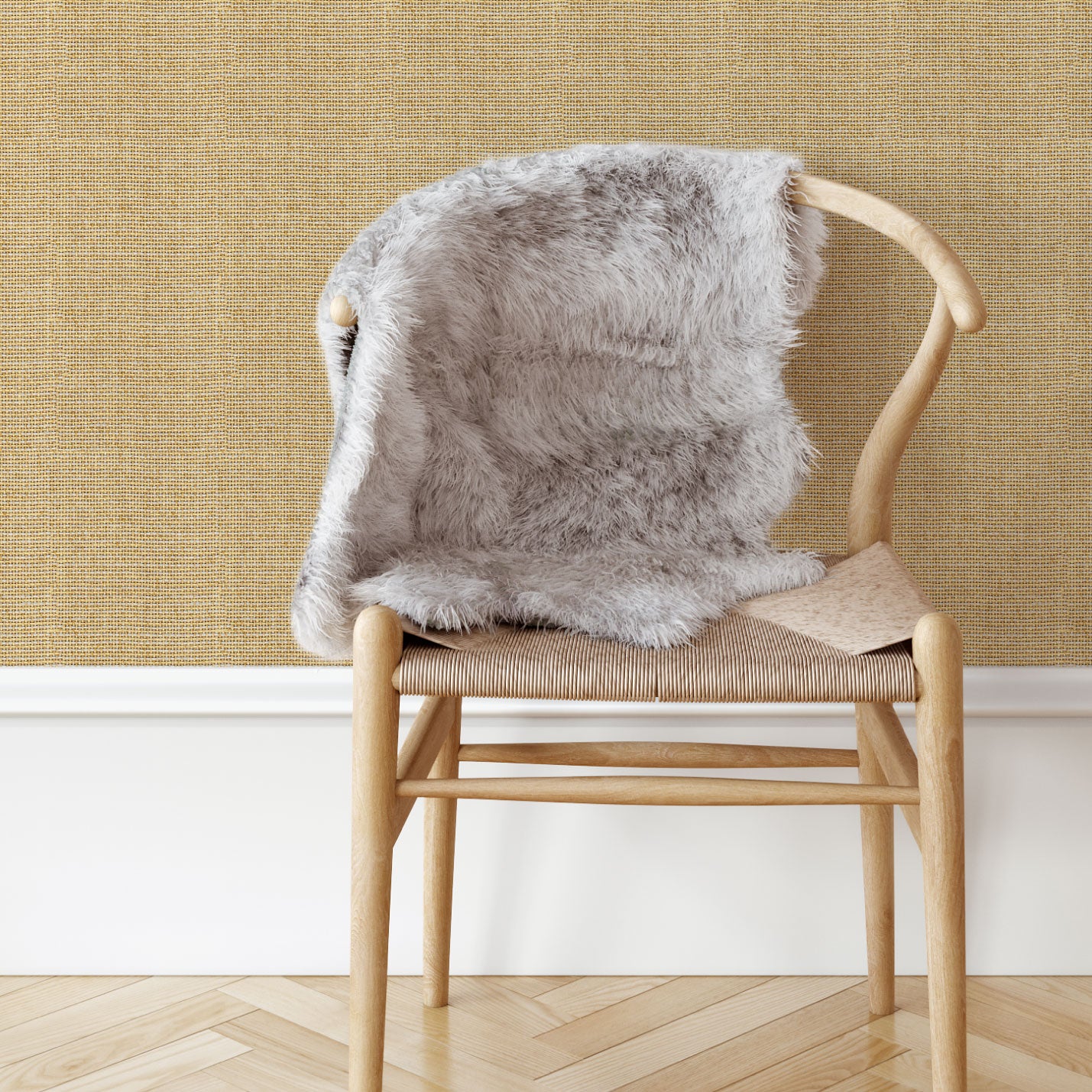 The High Country in Tan and White Textured Paperweave Wallpaper