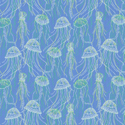 Grasscloth Paper Weave wallpaper Natural Textured Eco-Friendly Non-toxic High-quality  Sustainable Interior Design Bold Custom Tailor-made Retro chic Grand millennial Maximalism  Traditional Dopamine decor coastal seaside cottage seashore waterfront retreat beach nautical oceanfront fish jellyfish sea creature underwater kids playroom nursery ocean blue royal aqua green sky