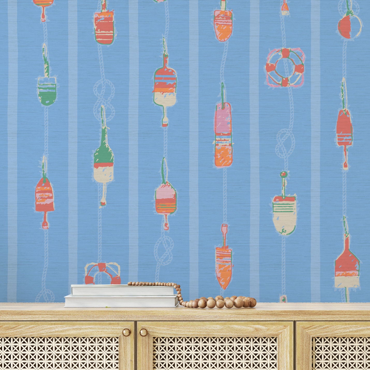 Tide is High Nautical Buoy Stripe Wallpaper
