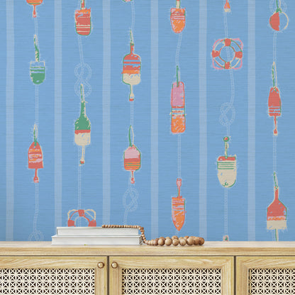 Tide is High Nautical Buoy Stripe Wallpaper