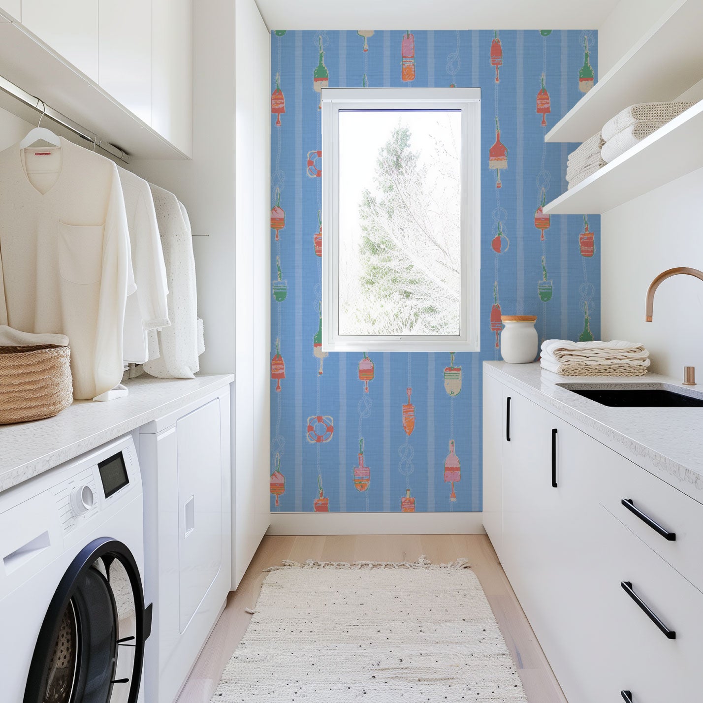 Tide is High Nautical Buoy Stripe Wallpaper