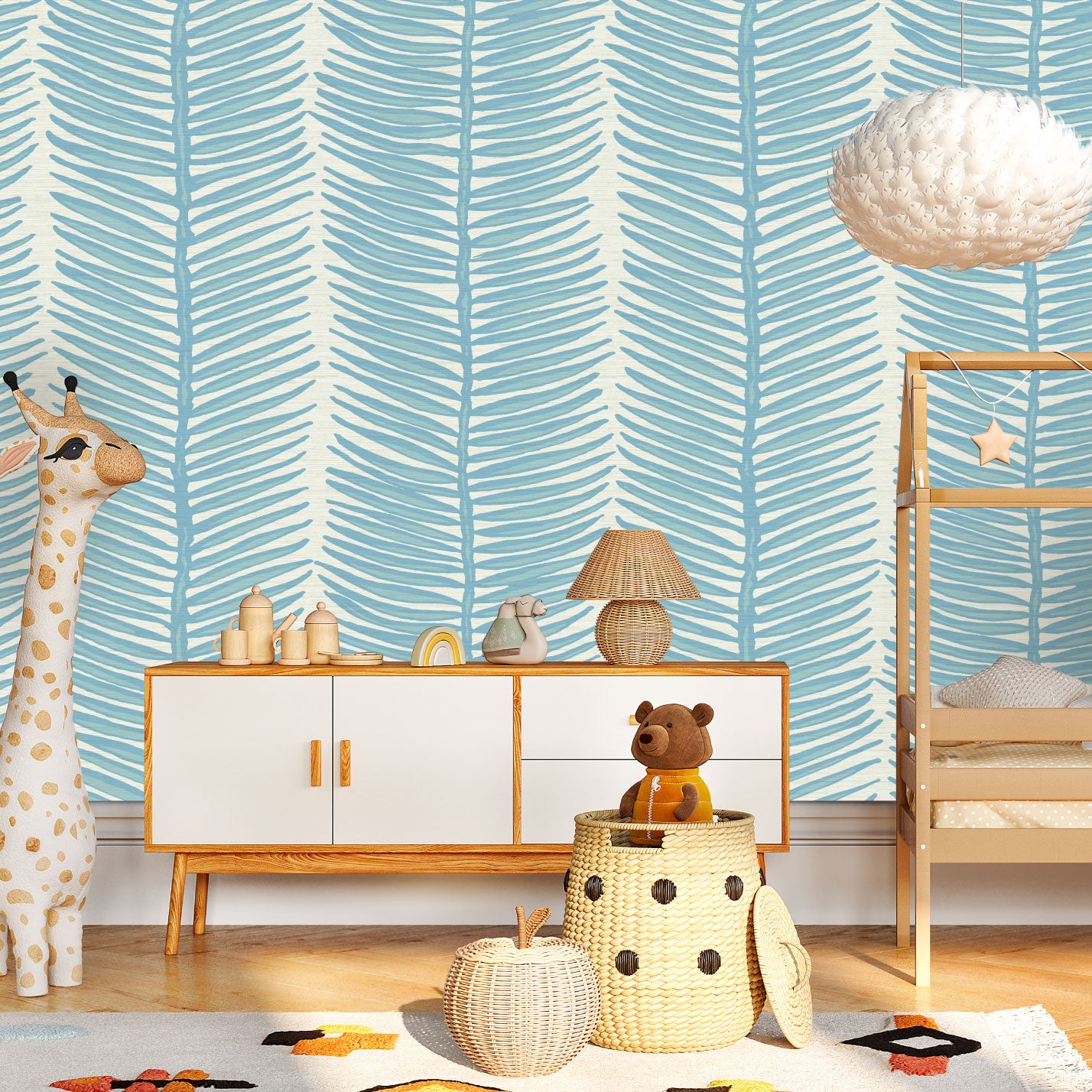 Tickets to Paradise Palm Leaf Stripe Wallpaper