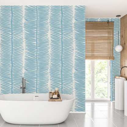 Tickets to Paradise Palm Leaf Stripe Wallpaper