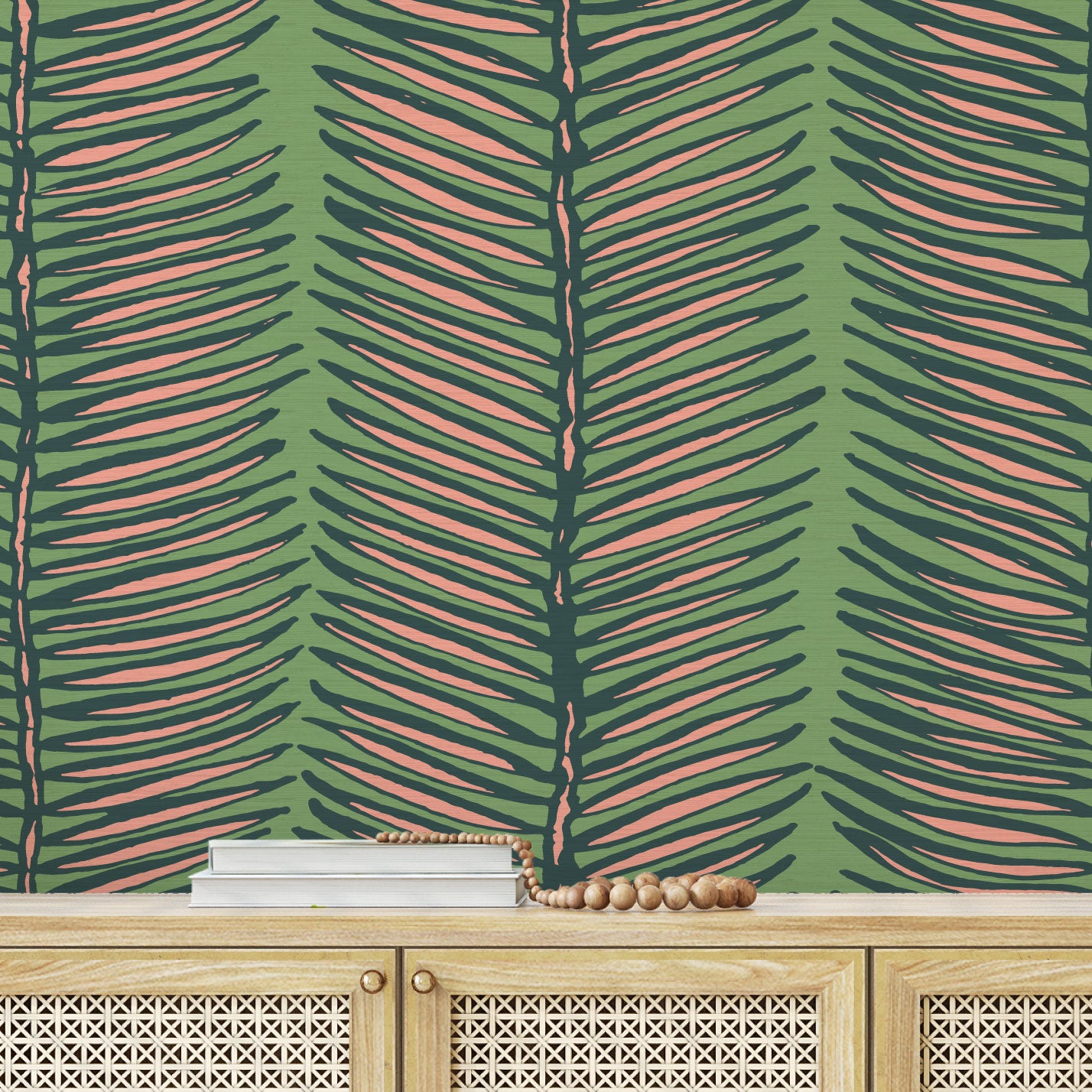 Tickets to Paradise Palm Leaf Stripe Wallpaper