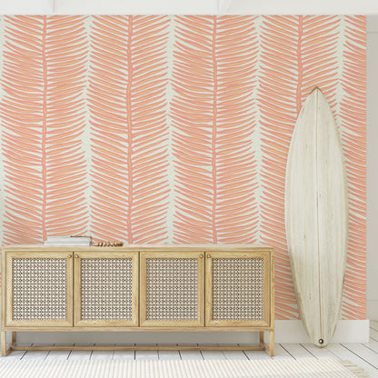 Tickets to Paradise Palm Leaf Stripe Wallpaper