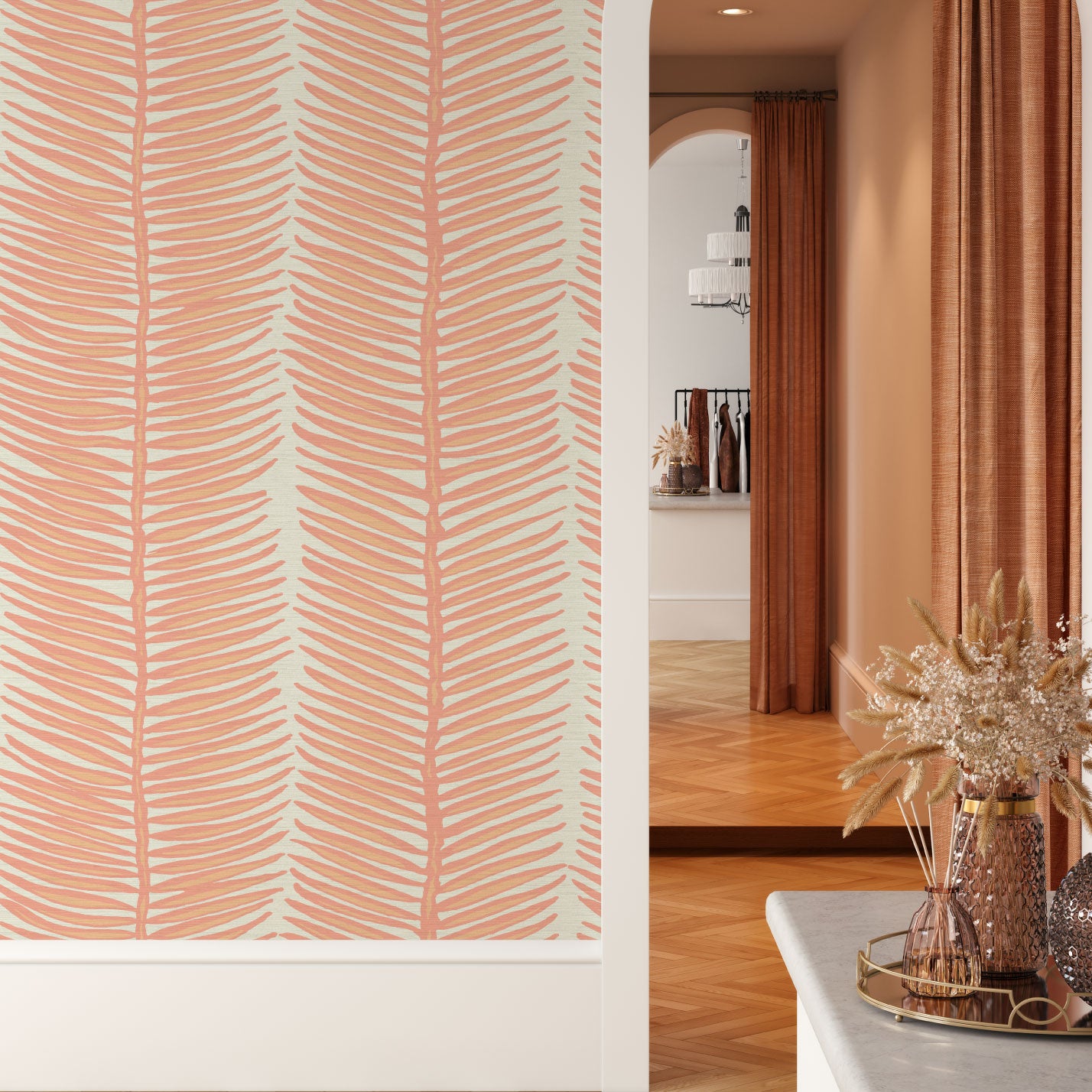 Tickets to Paradise Palm Leaf Stripe Wallpaper