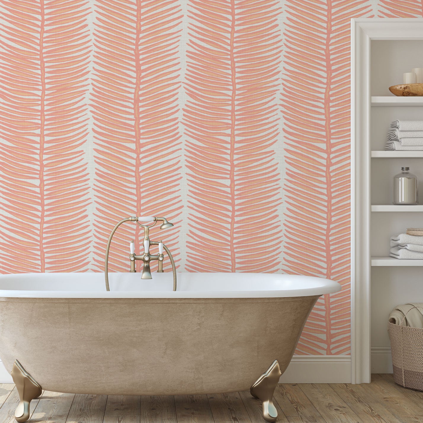 Tickets to Paradise Palm Leaf Stripe Wallpaper