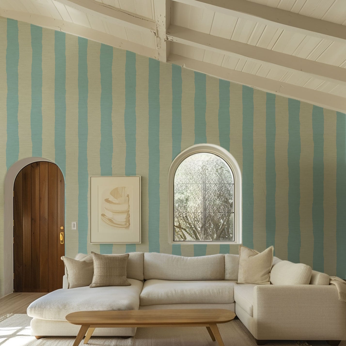 Under the Boardwalk Cabana Stripe Wallpaper