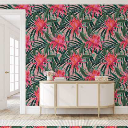 Walking On Sunshine Floral Linen Wallpaper