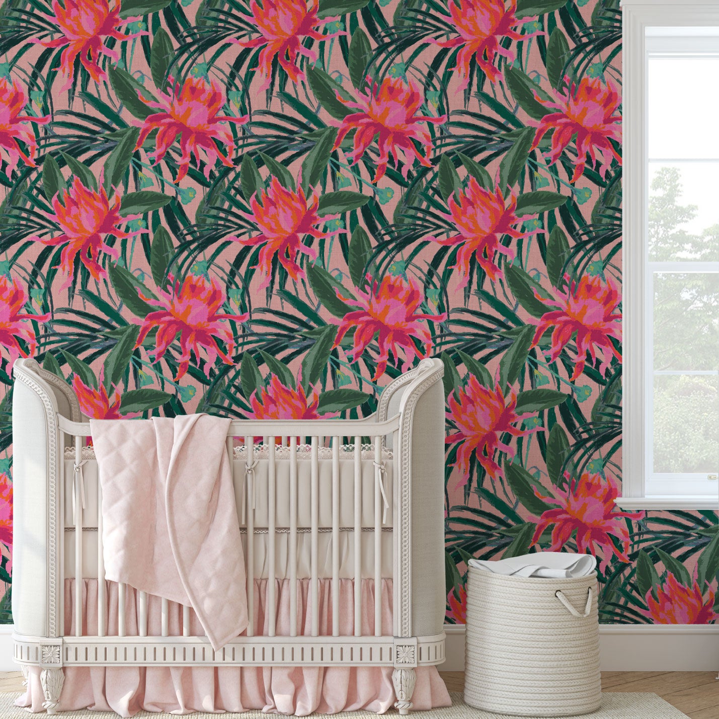 Walking On Sunshine Floral Linen Wallpaper