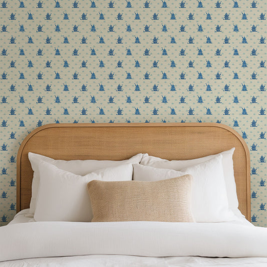 The Wanderer Mini Chinoiserie Pagodas Wallpaper