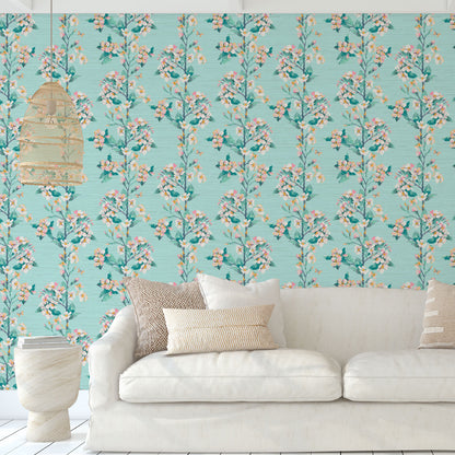 Wanna Be Adored Floral Stripe Wallpaper