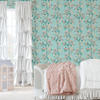 Wanna Be Adored Floral Stripe Wallpaper