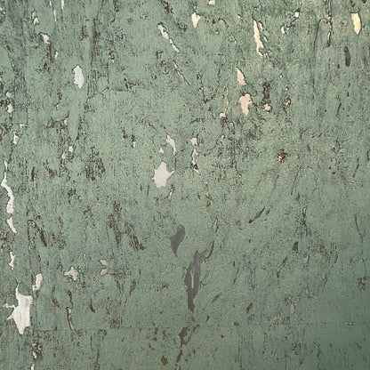 Natural Textured Eco-Friendly Non-toxic High-quality Sustainable practices Sustainability Interior Design Wall covering Bold Wallpaper Custom Tailor-made Retro chic cork nature luxury metallic shiny wood timeless coastal vacation interior design grain high-end moss green silver earthtone painted metallic