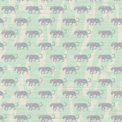 Grasscloth wallpaper Natural Textured Eco-Friendly Non-toxic High-quality  Sustainable Interior Design Bold Custom Tailor-made Retro chic Grand millennial Maximalism  Traditional Dopamine decor Tropical Jungle Coastal wild zoo animal cat cheetah grid stripe horizontal kids playroom bathroom mint green pastel pink