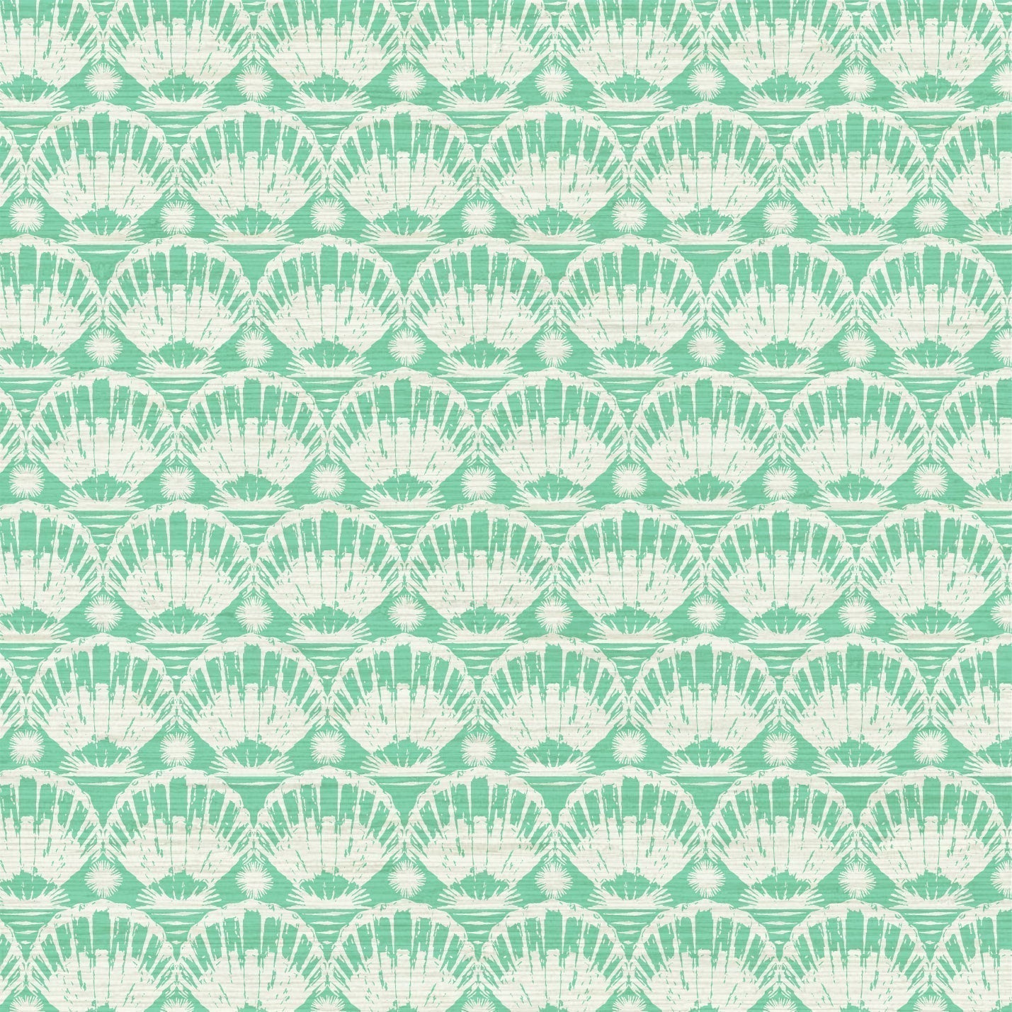 printed grasscloth paperweave wallpaper seashell horizontal stripe Natural Textured Eco-Friendly Non-toxic High-quality  Sustainable practices Sustainability Interior Design Wall covering custom tailor-made retro chic tropical bespoke nature Seaside Coastal Seashore Waterfront Vacation home styling Retreat Relaxed beach vibes Beach cottage Shoreline Oceanfront Nautical green mojito white